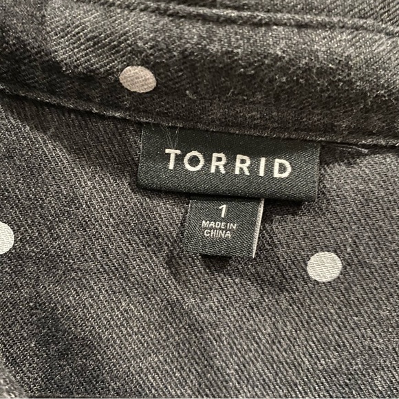 Torrid Polka Dot Button Front Chambray Shirt Grey Size XL - Picture 7 of 7